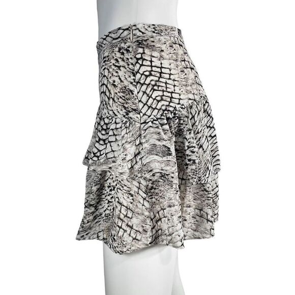 Dance & Marvel Skirt Women’s Medium Snakeskin Print Ruffled Mini Tan Grey - Picture 3 of 9